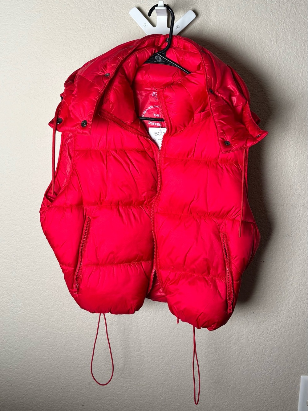 Cotton On Body Bright Red Puffer Vest Removable Hood